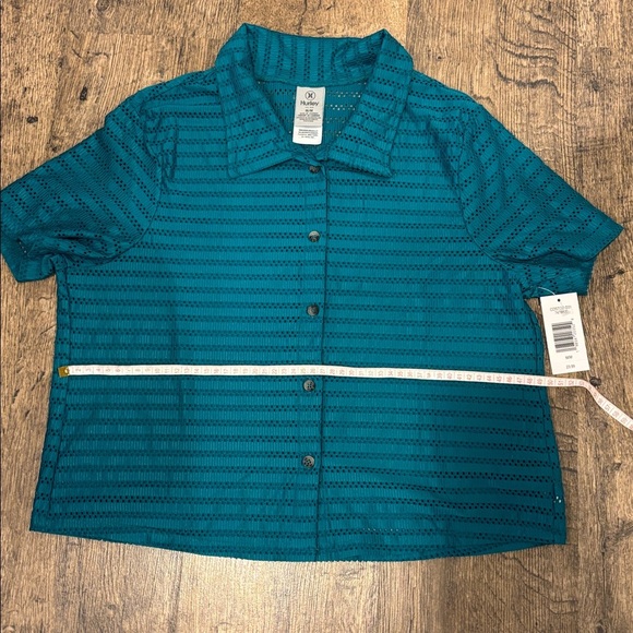 Hurley Teal Mesh Swimsuit Cover Shirt - Picture 8 of 8